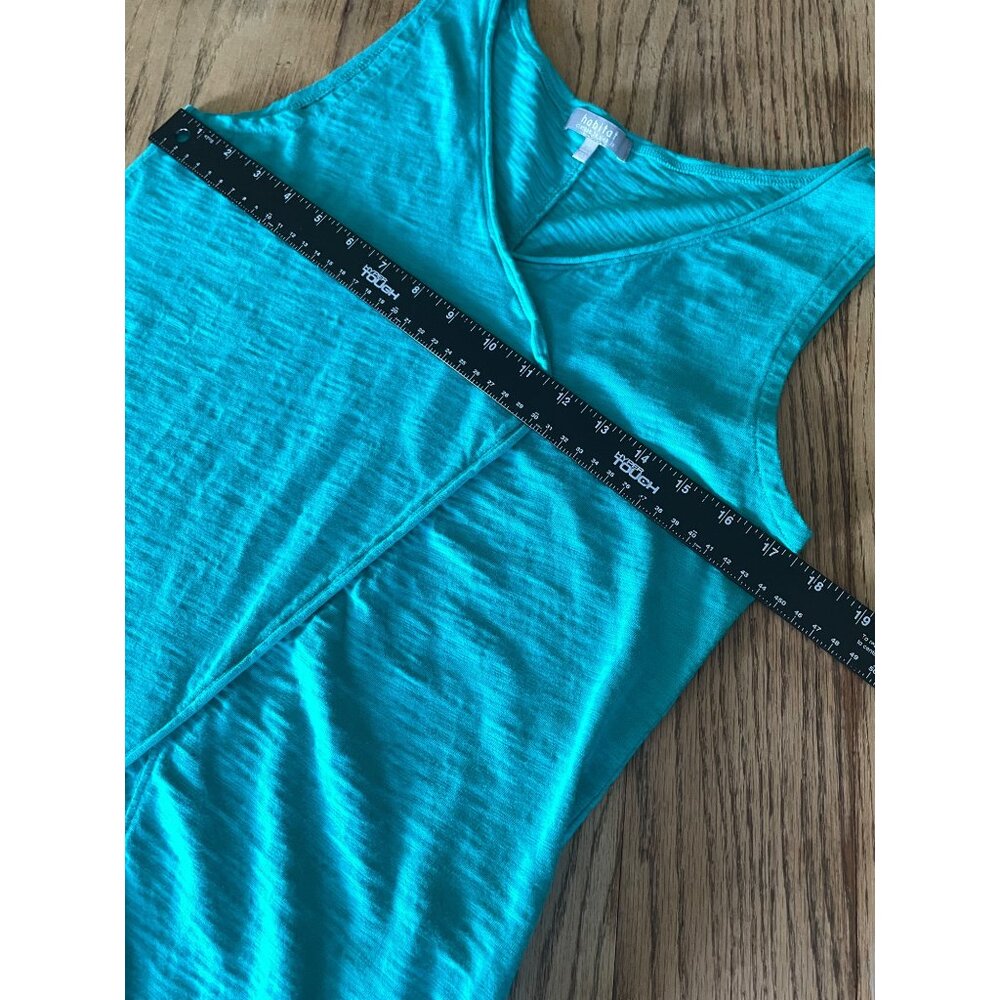 Habitat Midi Sleeveless Dress Womens S Teal Asymmetrical Hem Pockets Beach - Picture 5 of 7